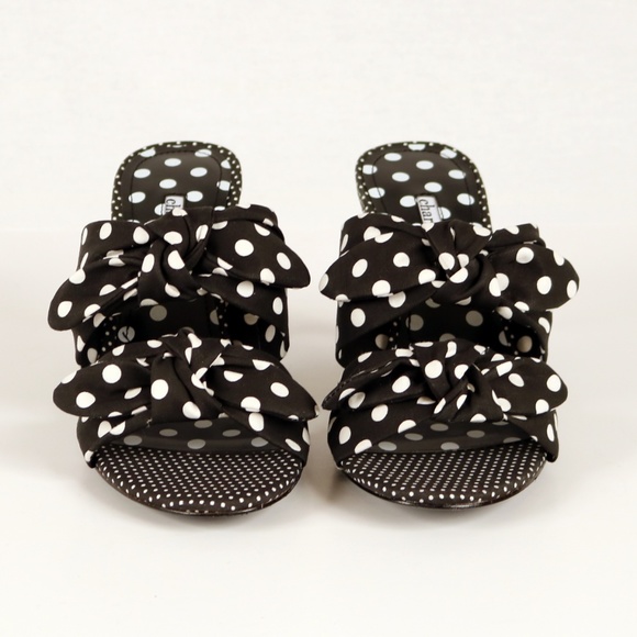 NIB Charles David Polka Dot Knotted Bow Heeled Sandals – Retro Glam Size 8 - Picture 6 of 7